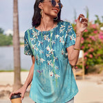 Zeagoo Womens Short Sleeve Tunic Shirts Floral Print Tops
