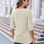 Nadorine Loose Short Sleeve Tunic Tops Crochet Knit Pullover Sweater