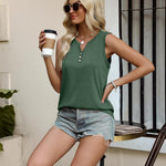 Nadorine Loose Button Down V Neck Flowy Summer Tops