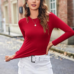Nadorine Women Y2K Crewneck Long Sleeve Slim Fit T-Shirt