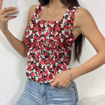 Nadorine Tank Tops Square Neck Loose Fit Side Split Flowy Shirts