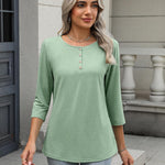 Nadorine 3/4 Length Sleeve Women Tops Blouses