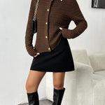 Nadorine Women's Knit Cardigan Long Sleeve Open Front Cropped Jackets