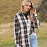 Nadorine Flannel Shirt Women Button Down Long Sleeve Plaid Shirts