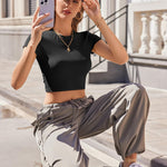 Nadorine Crop Tops Short Sleeve Slim Fit Basic T Shirts