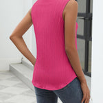 Nadorine Sleeveless Button Down Shirts V Neck Solid Tank Tops