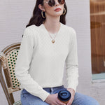 Nadorine Women's Knitted Jumper Elegant Crew Neck Pullover