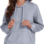 Women Quilted Sweatshirt, Casual Hoodies Pullover with Long Sleeve Hooded Sweatshirt (Us Only)