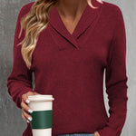 Nadorine Sweaters for Women Long Sleeve Shirts V Neck Knit Pullover