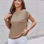 Nadorine Sleeveless Cape Sleeve Knit Ribbed Tank Tops