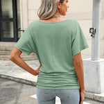Nadorine Women's Short Sleeve Shirts V Neck Blouse