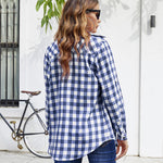Long/Roll Up Sleeve Cotton Plaid Shirts - Nadorine (Us Only)