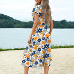 Nadorine Women's Casual Dress Flutter Button Down Tiered Flowy Dress