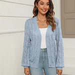 Nadorine Women's Long Sleeve Crochet Cropped Cardigan