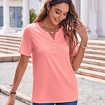 Nadorine Casual Short Sleeve V Neck Shirts Business Dressy Tunic Blouses