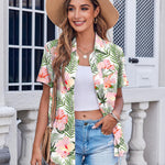 Nadorine Button Down Shirt Bust Pocket Short Sleeve Blouses