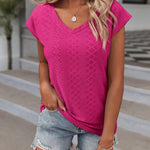 Nadorine T Shirt Women's V-Neck Short Sleeve Blouse Top (DE Only)