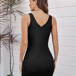 Women's Ribbed Knit Bodycon Dresses V Neck Tank Sleeveless Sexy Club Mini Dress - Nadorine (Us Only)