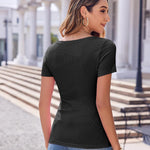 Nadorine 3 Pack Women Tops Ribbed Square Neck T Shirts