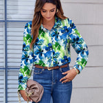 Nadorine Button Down Shirts Dressy Floral Printed Blouse