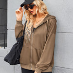 Nadorine Lightweight Hoodies Full Zip Up Oversized Sweatshirts