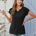 Nadorine Short Sleeve Shirts Loose Fit V Neck T Shirts