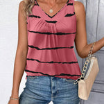 Nadorine Tank Tops Loose Fit V Neck Ruched Sleeveless Tops
