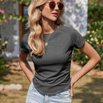 Zeagoo Womens Basic T-Shirts Crewneck Short Sleeve Curved Hem Summer Crop Tops Fitted Tees Y2k Clothing