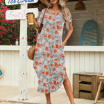 Nadorine Maxi Dress with Pockets Short Sleeve Sundress