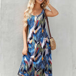 Nadorine Floral Beach Sundress Casual A-Line Midi Tank Dresses