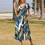 Nadorine Floral Dress Short Sleeve Beach Dress