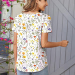 Nadorine Women Tunic Tops Dressy Casual Short Sleeve Floral Shirts