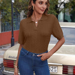 Nadorine Women Short Sleeve Sweater Pullover Polo Tops