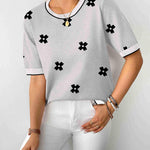 Zeagoo Womens Sweaters Short Sleeve Top Casual Knit Tops