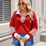 Zeagoo Women's Sweatshirt Striped Long Sleeve Henley Button Tunic Tops