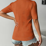 Nadorine Short Sleeve Sweaters Soft Casual V Neck Pullover Tops
