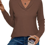 Nadorine Sweaters for Women Long Sleeve Shirts V Neck Knit Pullover