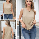 Nadorine Sweater Vest Women Crew Neck Sleeveless Tank Tops