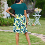 Nadorine Casual Dress Floral Patchwork Dress with Pockets