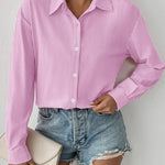 Nadorine Button Down Shirts Loose Fit Striped Long Sleeve Fall Blouse