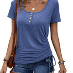 Womens Tops Short Sleeve Summer Henley Shirts