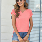Nadorine Short Sleeve Shirts Loose Fit V Neck T Shirts