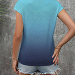 Nadorine V Neck Eyelet T Shirts Cap Sleeve Tops
