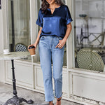 Satin Silk Blouse Tops - Nadorine (Us Only)