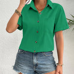 Zeagoo Womens Button Down Linen Shirt Short Sleeve Cotton Blouse