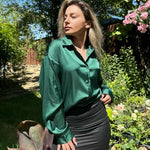 Nadorine Blouses for Women Silk Button Down Shirts