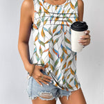 Nadorine Tank Top Blouses Scooped Neck Pleated Front Shirts