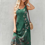 Nadorine Floral Beach Sundress Casual A-Line Midi Tank Dresses