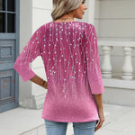 Nadorine 3/4 Length Sleeve Womens Tops Casual V Neck Shirts Soft Basic Tees Business Work Blouses