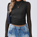 Fashion Slim Fit Mesh Long Sleeve Underwear T-shirt (US Only)
